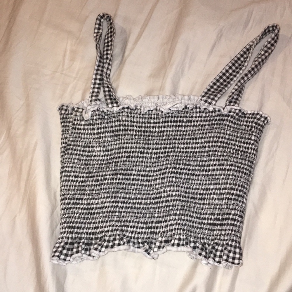 Plaid black and white cropped tank top pacsun